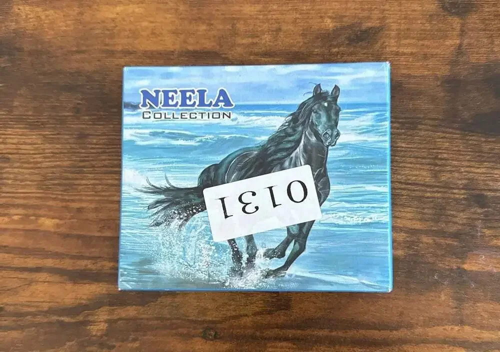Neela Collection Faux Black Leather Bi-fold Men’s Wallet with Horse Cabachon